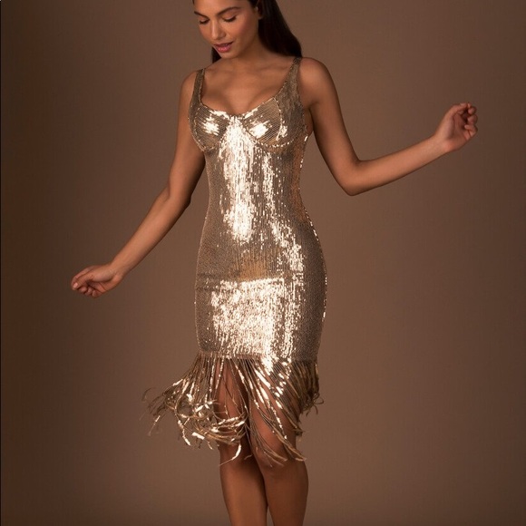 nadine merabi Dresses & Skirts - Gold Sequin Cocktail Dress NWT